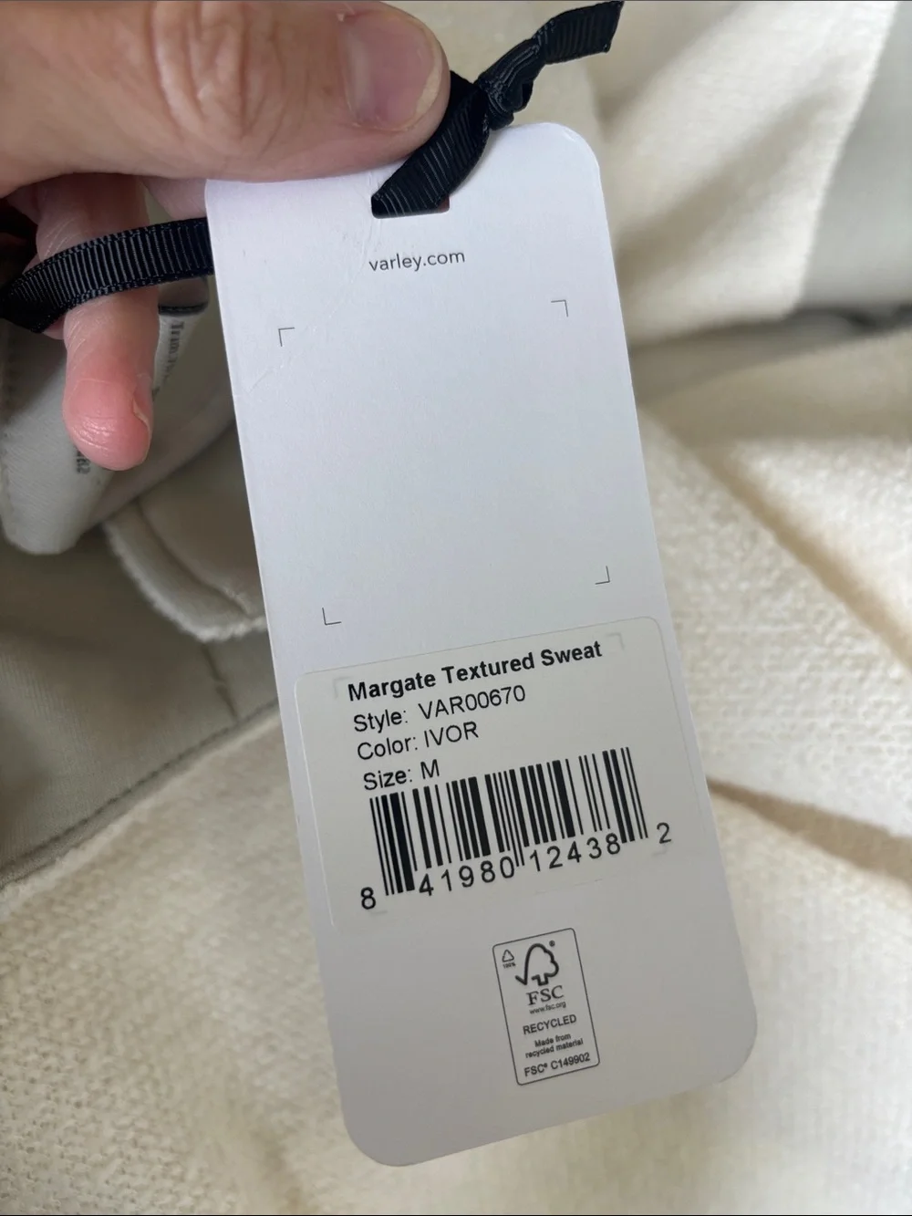NWT Varley Margate Textured Sweater in Ivory size Medium Bomber sweatshirt - Picture 8 of 8